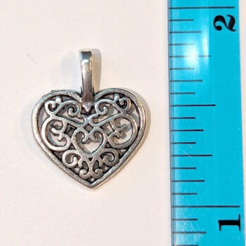 Antique Silver Hollow Decorative Heart Charm - Image 2