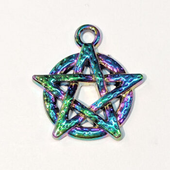 Pentagram Charm Textured Rainbow