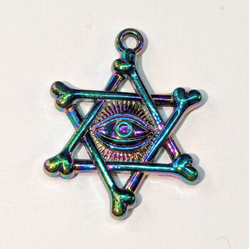 Egyptian Eye Six Pointed Star Pendant Rainbow