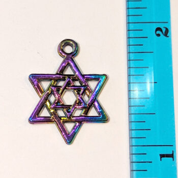 Double Six Pointed Star of David Pendant Rainbow - Image 2