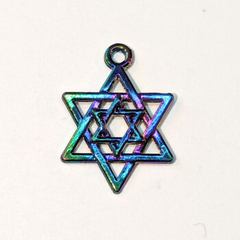 Double Six Pointed Star of David Pendant Rainbow