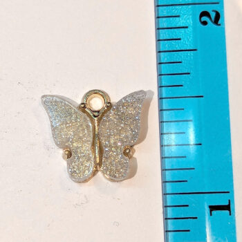 White Sparkles Butterfly Enamel Charm Gold - Image 2