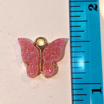 Pink Sparkles Butterfly Enamel Charm Gold - Image 2