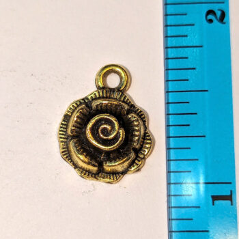 Antique Gold Dainty Rose Flower Charm - Image 2