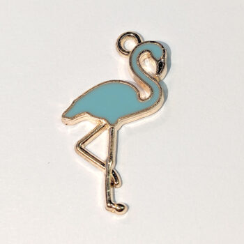 Light Blue Flamingo Enamel Charm Gold