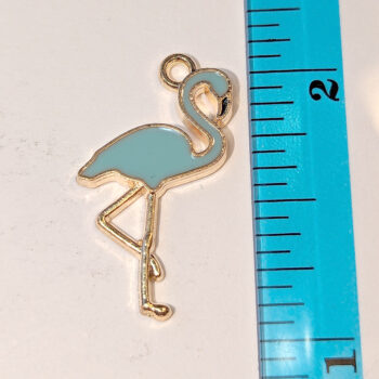 Light Blue Flamingo Enamel Charm Gold - Image 2