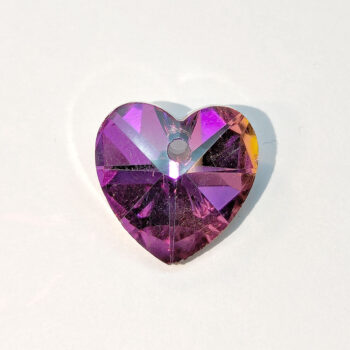 Purple Faceted Electroplate Glass Rhinestone Heart Charm