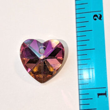 Purple Faceted Electroplate Glass Rhinestone Heart Charm - Image 2