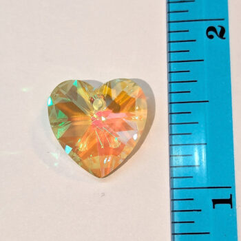 Yellow Faceted Electroplate Glass Rhinestone Heart Charm - Image 2