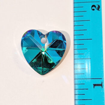 Royal Blue Faceted Electroplate Glass Rhinestone Heart Charm - Image 2