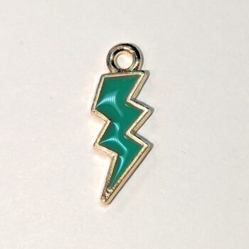 Green Lighting Bolt Enamel Charm Gold