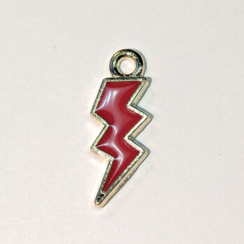 Red Lighting Bolt Enamel Charm Gold