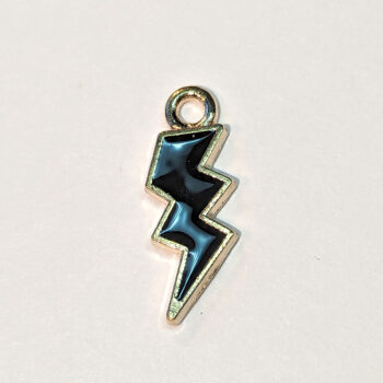 Black Lighting Bolt Enamel Charm Gold