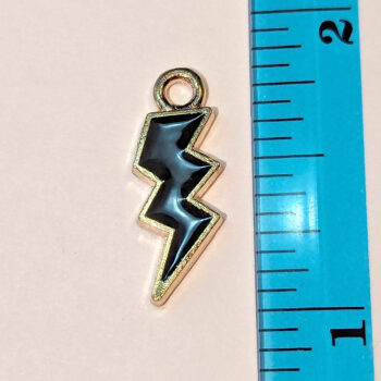 Black Lighting Bolt Enamel Charm Gold - Image 2