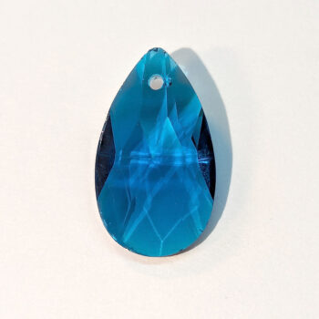 Blue Faceted Glass Rhinestone Teardrop Charm