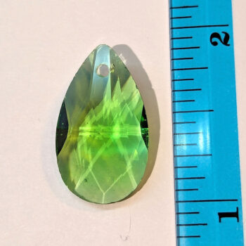 Peridot Green Faceted Glass Rhinestone Teardrop Charm - Image 2