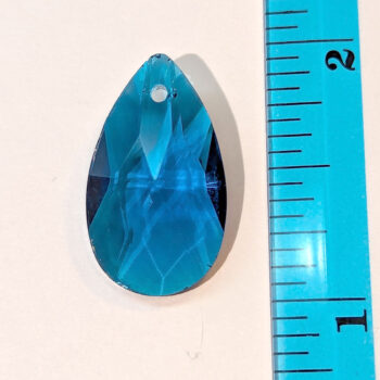 Blue Faceted Glass Rhinestone Teardrop Charm - Image 3