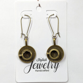 Antique Bronze Cup and Saucer Vintage Style Earrings - Image 6