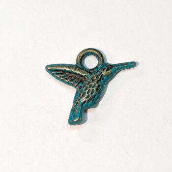 Hummingbird Charm Two-Sided Antique Bronze Patina