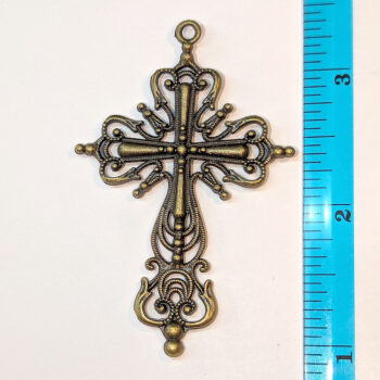 Large Decorative Hallow Cross Pendant Antique Bronze - Image 2