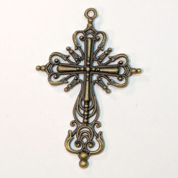 Large Decorative Hallow Cross Pendant Antique Bronze