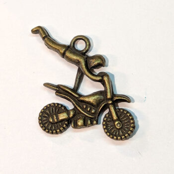 Motorcycle Stunt Man Pendant Antique Bronze