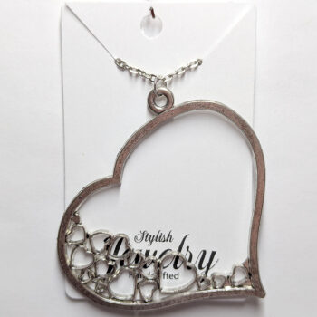 Antique Silver Large Heart Hearts Vintage Style Necklace - Image 3