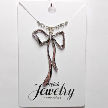 Silver Long Bow Necklace - Image 6