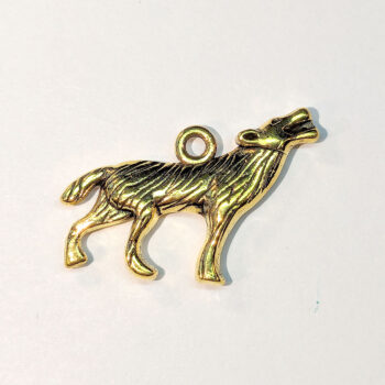 Howling Wolf Charm Antique Gold