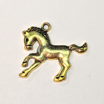 Jumping Horse Charm Antique Gold