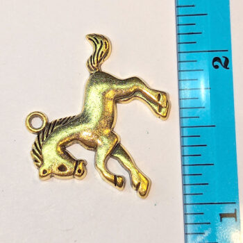 Jumping Horse Charm Antique Gold - Image 2