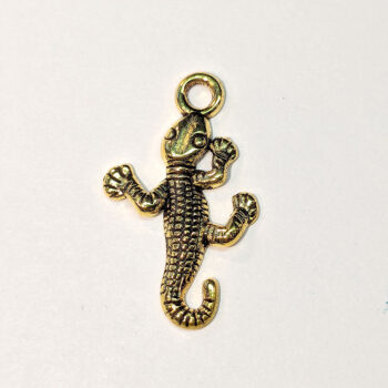 Gecko Lizard Charm Antique Gold