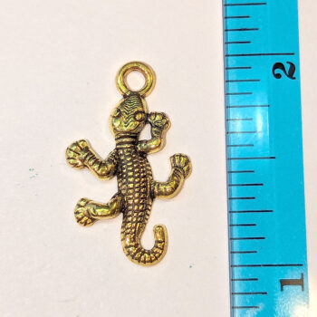 Gecko Lizard Charm Antique Gold - Image 2