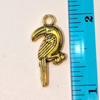 Parrot Bird Charm Antique Gold - Image 2