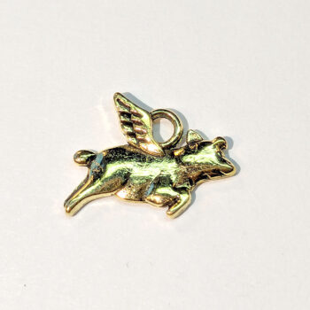 Flying Pig with Wings Antique Gold