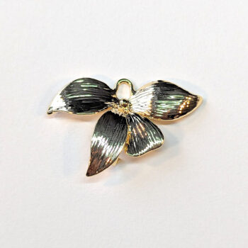 Decorative Orchid Flower Charm / Connector Gold