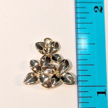 Triple Orchid Flower Charm / Connector Gold - Image 2