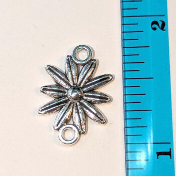 Small Daisy Flower Connector Antique Silver - Image 2