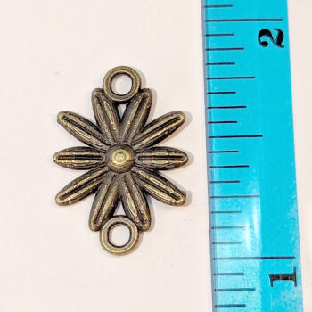 Small Daisy Flower Connector Antique Bronze - Image 2