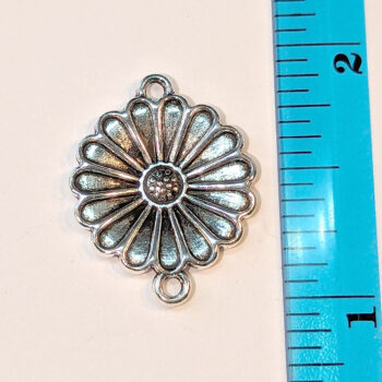 Daisy Flower Connector / Pendant Antique Silver - Image 2