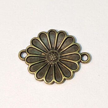 Daisy Flower Connector / Pendant Antique Bronze