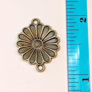 Daisy Flower Connector / Pendant Antique Bronze - Image 2