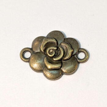 Small Rose Flower Connector Antique Bronze