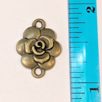 Small Rose Flower Connector Antique Bronze - Image 2