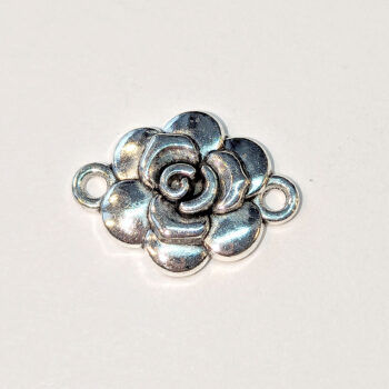 Small Rose Flower Connector Antique Silver