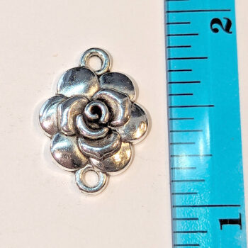 Small Rose Flower Connector Antique Silver - Image 2