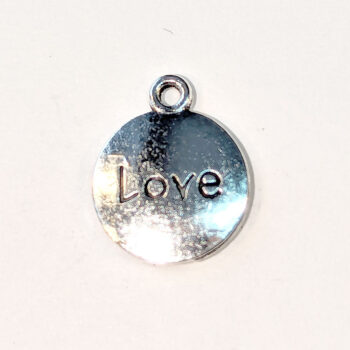 LOVE Round Inspirational Word Charm Antique Silver