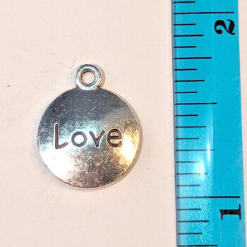 LOVE Round Inspirational Word Charm Antique Silver - Image 2