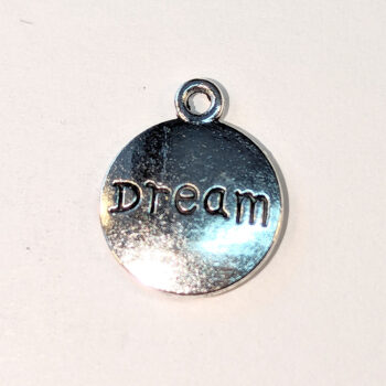 DREAM Round Inspirational Word Charm Antique Silver