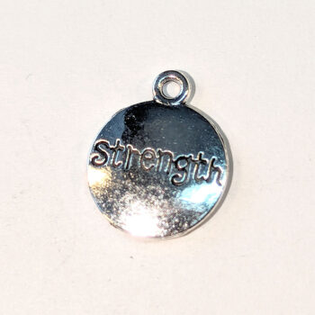 STRENGTH Round Inspirational Word Charm Antique Silver